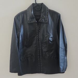 Bernardo Midnight Black Studded Leather Jacket